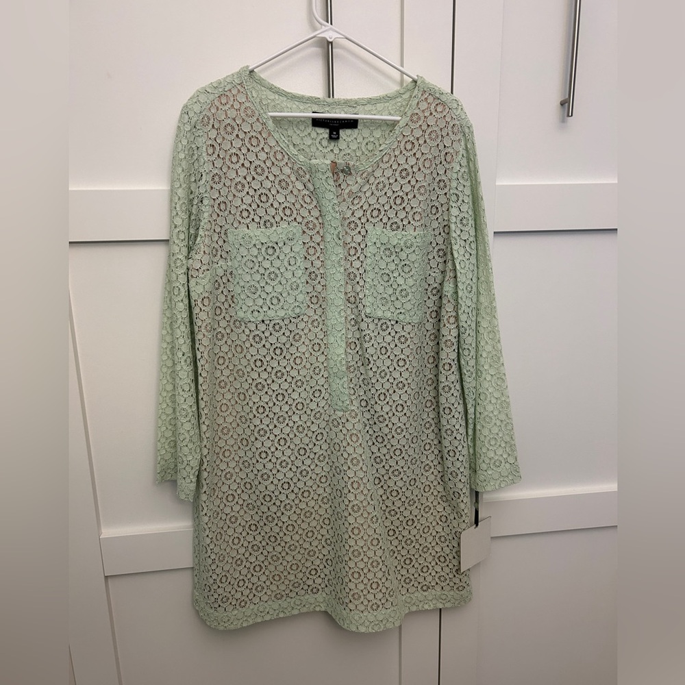 Victoria Beckham Target Mint Green Lace Floral Shift Dress Plus Size 1X New